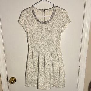 Maison Jules Cream Dress with Embellished Neckline